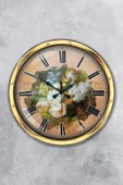 Platin Saat Hediyelik 40 Cm Gold Metal Dekoratif Duvar Saati - 1