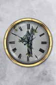 Platin Saat Hediyelik 40 Cm Gold Metal Tekstil Duvar Saati - 1