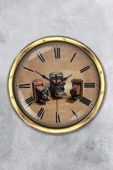 Platin Saat 40 Cm Gold Metal Fotoğraf Makinası Duvar Saati - 1