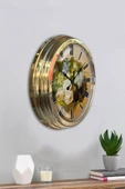 Platin Saat Hediyelik 40 Cm Gold Metal Dekoratif Duvar Saati - 4