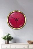 Platin Saat Hediyelik 40 Cm Gold Metal Pembe Duvar Saati - 2