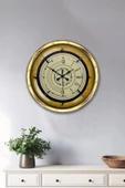 Platin Saat Hediyelik 40 Cm Gold Metal Pusula Duvar Saati - 2