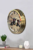 Platin Saat 40 Cm Gold Metal Fotoğraf Makinası Duvar Saati - 3