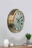 Platin Saat 40 Cm Gold Metal Roma Rakamlı Duvar Saati - 4