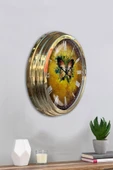 Platin Saat Hediyelik 40 Cm Gold Metal Butterfly Duvar Saati - 4