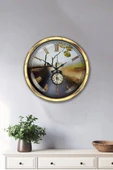 Platin Saat Hediyelik 40 Cm Gold Metal Köstek Duvar Saati - 2