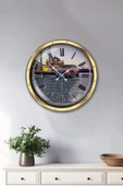 Platin Saat Hediyelik 40 Cm Gold Metal Home Araba Yerli Otomobil Duvar Saati Clock - 2