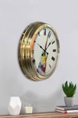 Platin Saat Hediyelik 40 Cm Gold Metal Gitar Duvar Saati Clock - 4