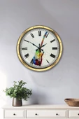 Platin Saat Hediyelik 40 Cm Gold Metal Gitar Duvar Saati Clock - 2