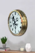 Platin Saat Hediyelik 40 Cm Gold Metal Maske Duvar Saati - 3