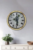 Platin Saat Hediyelik 40 Cm Gold Metal Tekstil Duvar Saati - 2
