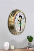 Platin Saat 40 Cm Gold Metal Çocuk Odası Duvar Saati - 4