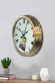 Platin Saat Hediyelik 40 Cm Gold Metal Gitar Duvar Saati Clock - 3