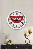 Platin Saat Hediyelik 36 Cm Beyaz Metal Ağız Duvar Saati - 2