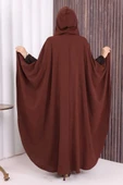 Kapüşonlu Ayrobin Pelerin 70021 Kahverengi thumbnail 6