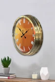 Platin Saat 40 Cm Gold Metal Turuncu Döşeme Duvar Saati - 3