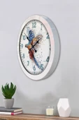 Platin Saat Hediyelik 36 Cm Beyaz Metal Bird Duvar Saati - 3