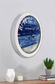 Platin Saat 36 Cm Beyaz Metal Beach Time Duvar Saati - 4