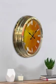 Platin Saat 40 Cm Gold Metal Turuncu Döşeme Duvar Saati - 4