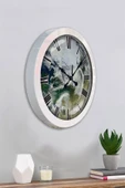 Platin Saat Hediyelik 36 Cm Beyaz Metal Dalga Duvar Saati - 4