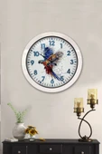 Platin Saat Hediyelik 36 Cm Beyaz Metal Bird Duvar Saati - 2