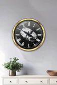 Platin Saat Hediyelik 40 Cm Gold Metal Yüzük Duvar Saati - 2