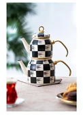 Acar XAP-05758 Qualita-King Mini Emaye Çaydanlık Dama - Fildişi - 1