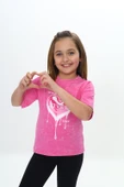 Toontoy Kız Çocuk Yıkamalı Kalp Baskılı Tişört thumbnail 19