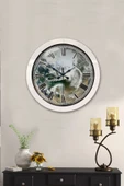 Platin Saat Hediyelik 36 Cm Beyaz Metal Dalga Duvar Saati - 2