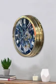 Platin Saat Hediyelik 40 Cm Gold Metal Tasarım Duvar Saati - 3