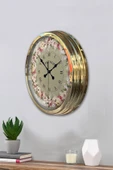 Platin Saat Hediyelik 40 Cm Gold Metal Vintage Duvar Saati - 3