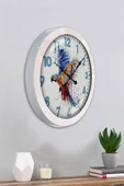 Platin Saat Hediyelik 36 Cm Beyaz Metal Bird Duvar Saati - 4