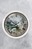 Platin Saat Hediyelik 36 Cm Beyaz Metal Dalga Duvar Saati - 1