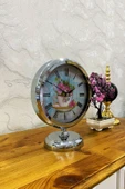 Platin Saat 25x20 Cm Krom Metal Lüks Masa Saati - 1