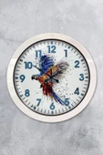 Platin Saat Hediyelik 36 Cm Beyaz Metal Bird Duvar Saati - 1
