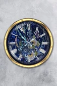 Platin Saat Hediyelik 40 Cm Gold Metal Tasarım Duvar Saati - 1