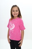 Toontoy Kız Çocuk Yıkamalı Kalp Baskılı Tişört thumbnail 10