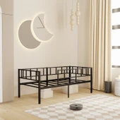 Zenit Metal Karyola Siyah 90x200 cm, Korkuluklu Karyola, Daybed - 3