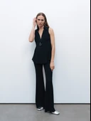 Nocturne Minimalist Midi Flared Pantolon - Yüksek Bel Geniş Paça thumbnail 6