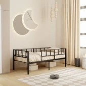 Zenit Metal Karyola Siyah 90x200 cm, Korkuluklu Karyola, Daybed - 1