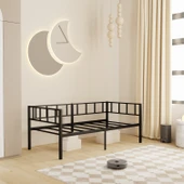 Zenit Metal Karyola Siyah 90x200 cm, Korkuluklu Karyola, Daybed - 4