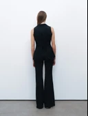 Nocturne Minimalist Midi Flared Pantolon - Yüksek Bel Geniş Paça thumbnail 7