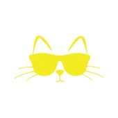 Güneş Gözlüğü Takan Kedi Araba Sticker 17x17 Cm Sarı - 1