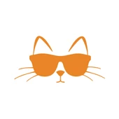 Güneş Gözlüğü Takan Kedi Araba Sticker 17x17 Cm Turuncu - 1
