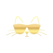 Güneş Gözlüğü Takan Kedi Araba Sticker 17x17 Cm Gold - 1