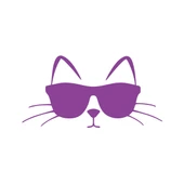 Güneş Gözlüğü Takan Kedi Araba Sticker 17x17 Cm Mor - 1