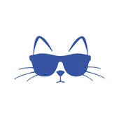 Güneş Gözlüğü Takan Kedi Araba Sticker 17x17 Cm Mavi - 1