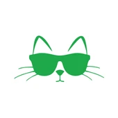 Güneş Gözlüğü Takan Kedi Araba Sticker 17x17 Cm Yeşil - 1