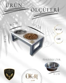 Kedi ve Köpekler İçin Sağlıklı Yeme Standı, Paslanmaz Çelik Şık Tasarım ve Kaymaz Ayaklar thumbnail 2