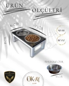 Kedi ve Köpekler İçin Sağlıklı Yeme Standı, Paslanmaz Çelik Şık Tasarım ve Kaymaz Ayaklar thumbnail 2